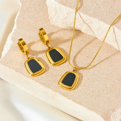 Simple Style Classic Style Square Titanium Steel Plating 18k Gold Plated Jewelry Set