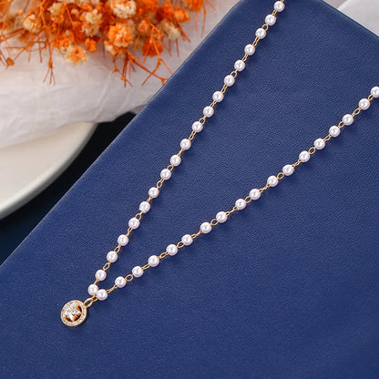 Simple Style Classic Style Star Imitation Pearl Copper Plating Inlay Zircon 18k Gold Plated Women's Pendant Necklace