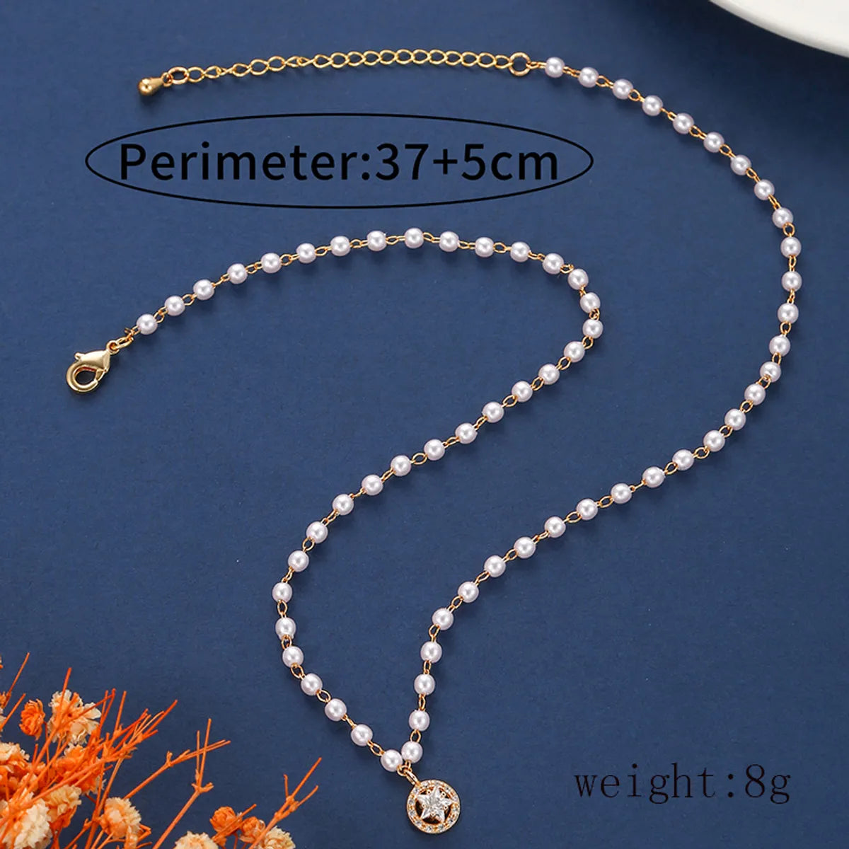 Simple Style Classic Style Star Imitation Pearl Copper Plating Inlay Zircon 18k Gold Plated Women's Pendant Necklace