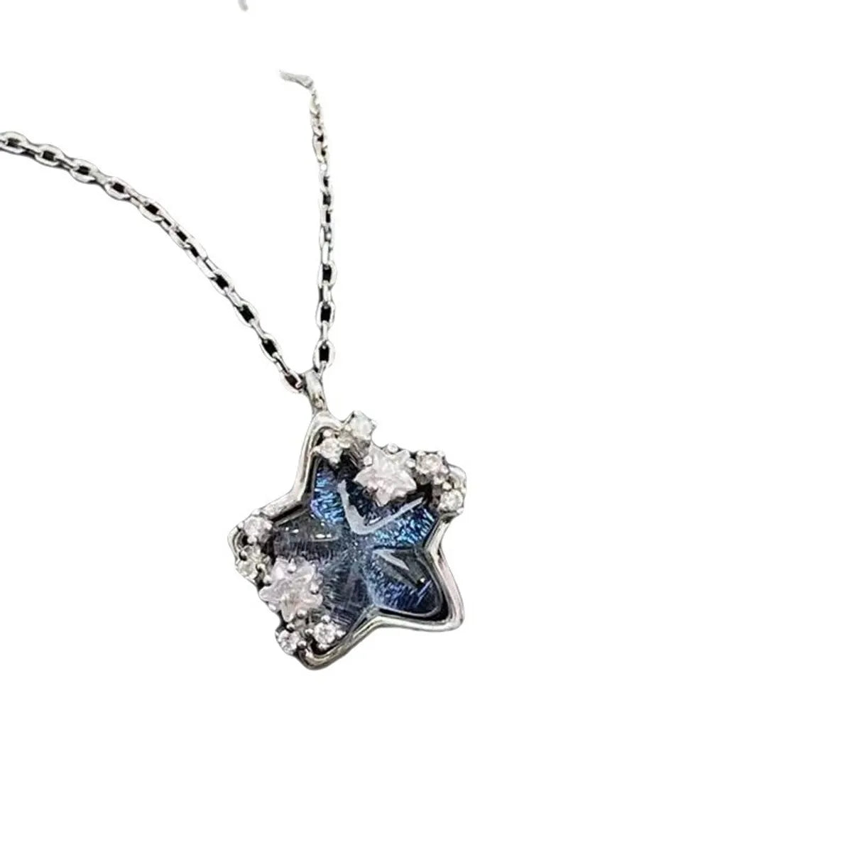 Simple Style Classic Style Star Moon Rhinestones Alloy Organic Glass Wholesale Pendant Necklace