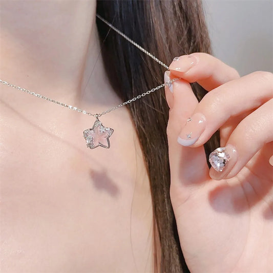 Simple Style Classic Style Star Moon Rhinestones Alloy Organic Glass Wholesale Pendant Necklace