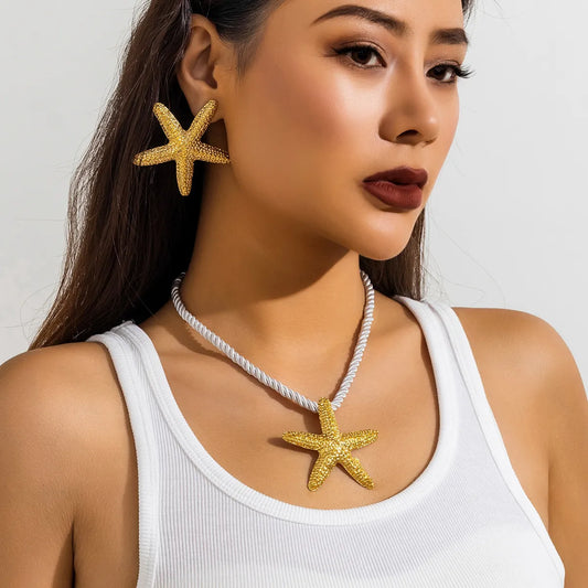 Simple Style Classic Style Starfish Alloy Plating Women'S Earrings Necklace