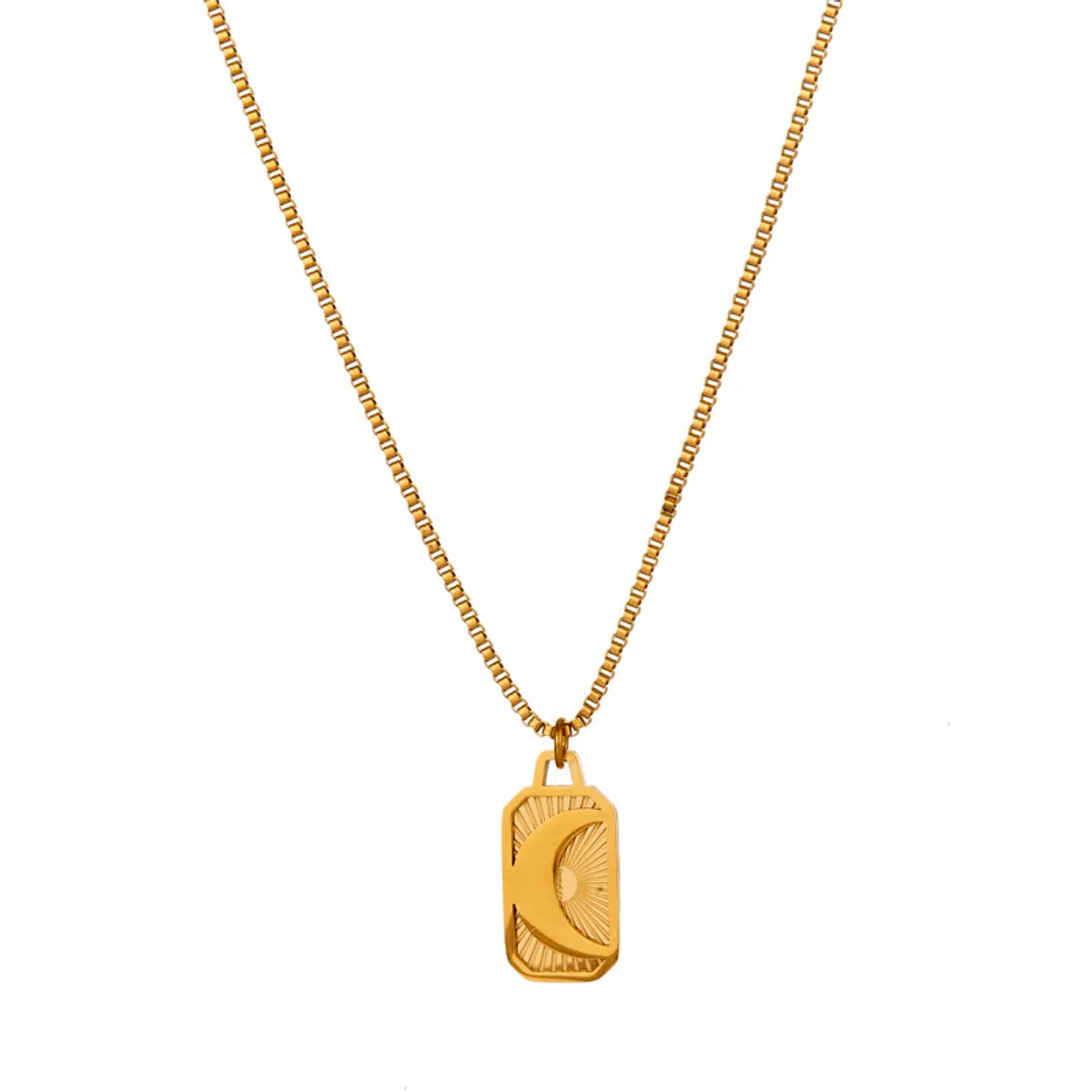 Simple Style Classic Style Sun Moon Titanium Steel Indentation 18k Gold Plated Pendant Necklace