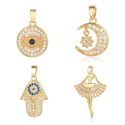 Simple Style Classic Style Sun Star Moon Copper Plating Inlay Zircon Charms Jewelry Accessories