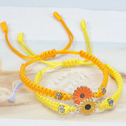 Simple Style Classic Style Sunflower Alloy Rope Shell Wholesale Drawstring Bracelets