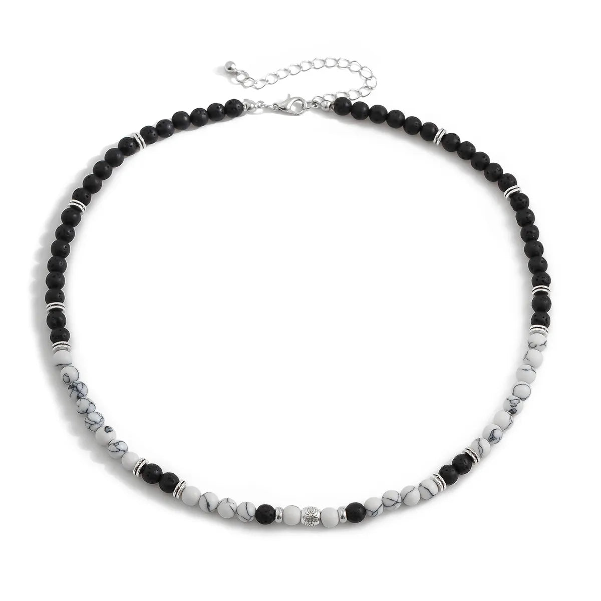 Simple Style Classic Style U Shape Lava Rock Beaded Men'S Necklace