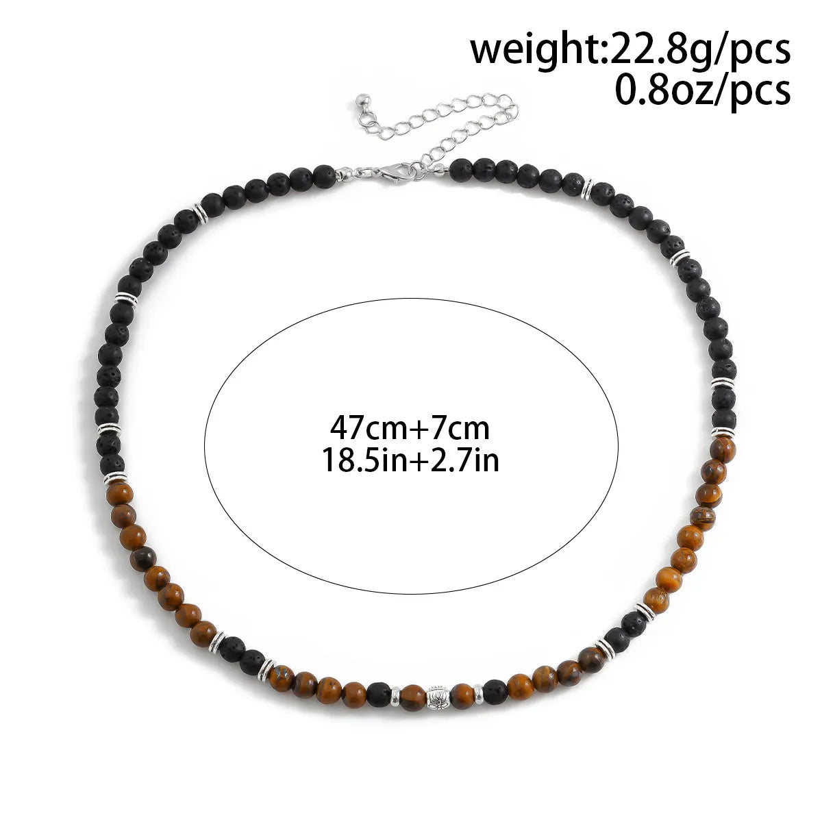 Simple Style Classic Style U Shape Lava Rock Beaded Men'S Necklace