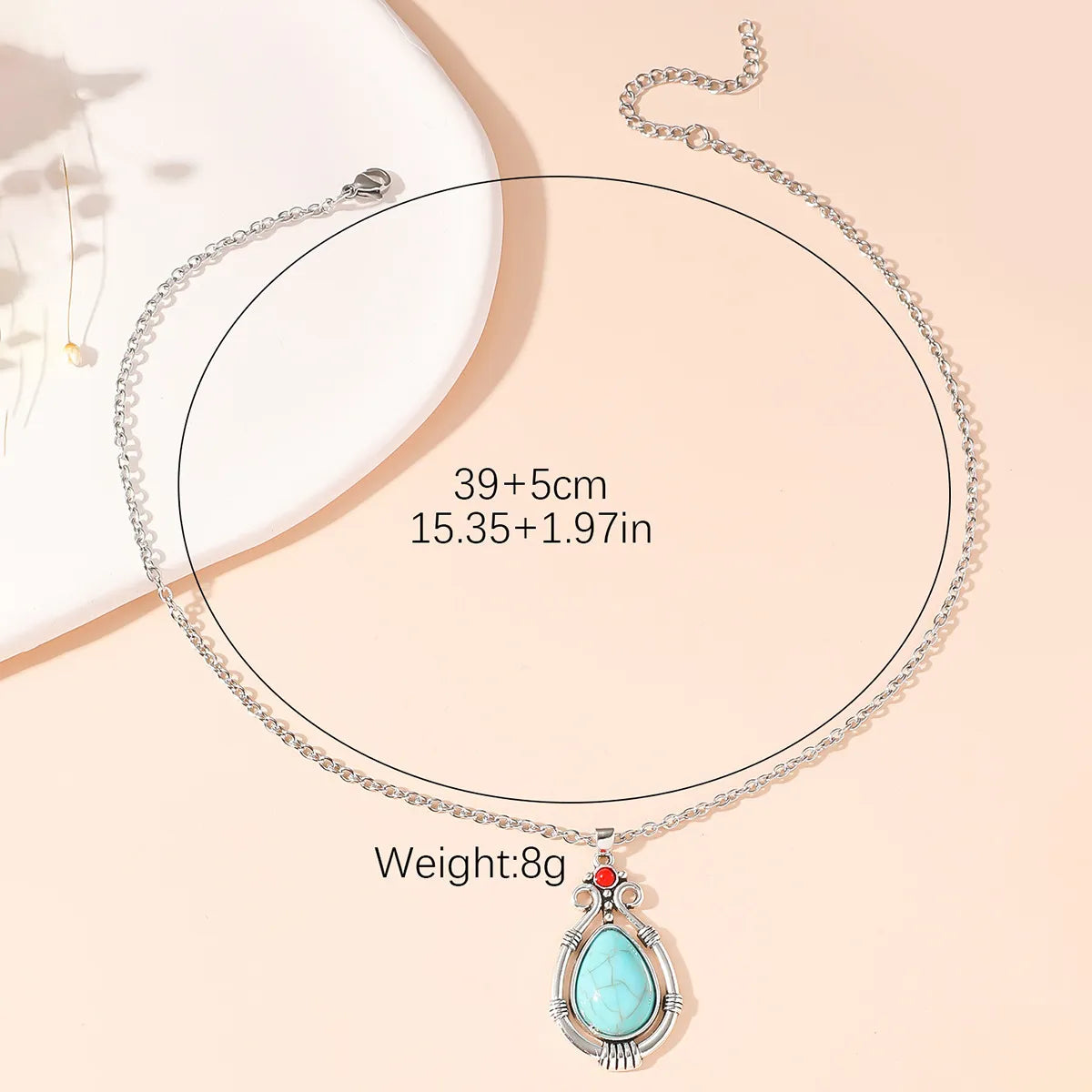 Simple Style Classic Style Water Droplets Alloy Inlay Turquoise Women's Earrings Necklace