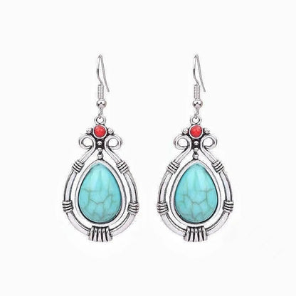 Simple Style Classic Style Water Droplets Alloy Inlay Turquoise Women's Earrings Necklace