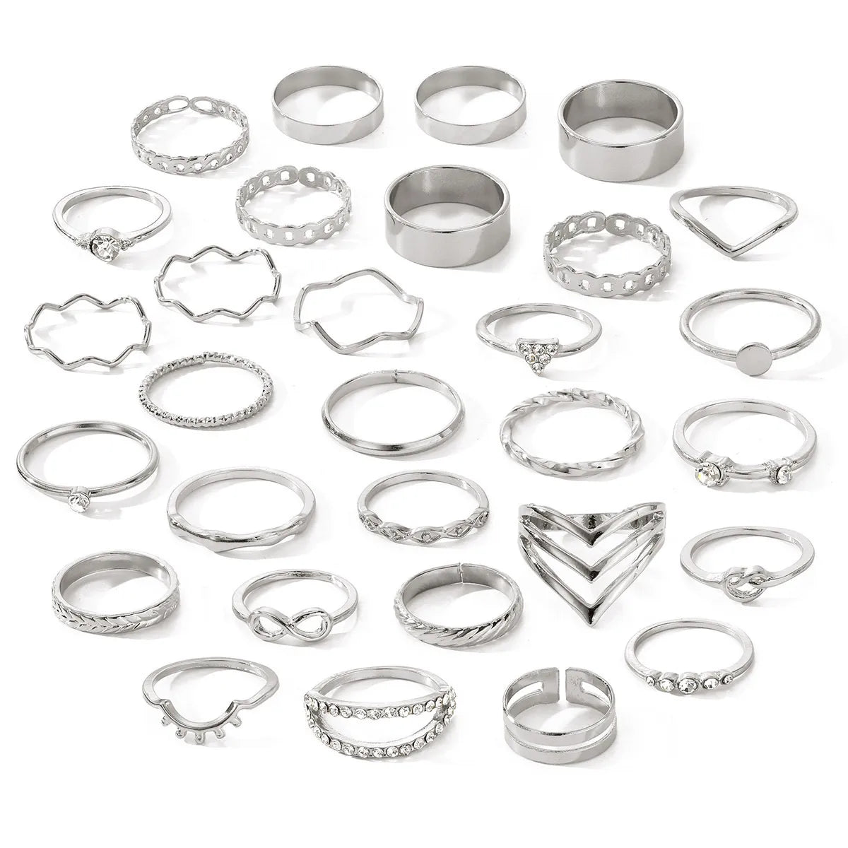 Simple Style Classic Style Waves Heart Shape Alloy Plating Women'S Rings