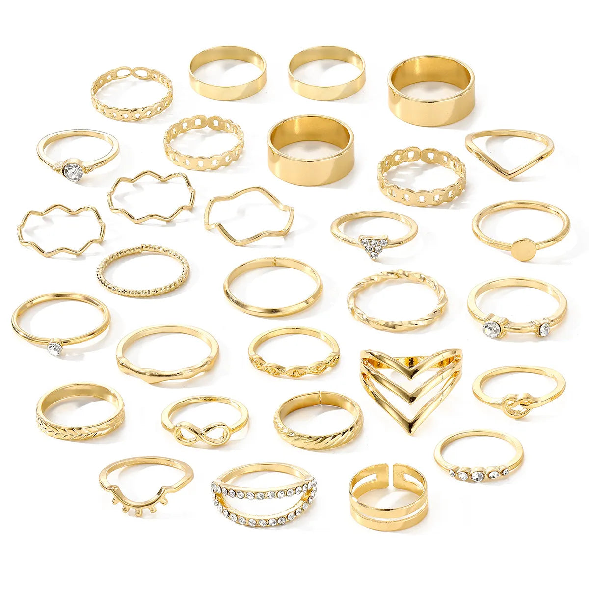 Simple Style Classic Style Waves Heart Shape Alloy Plating Women'S Rings