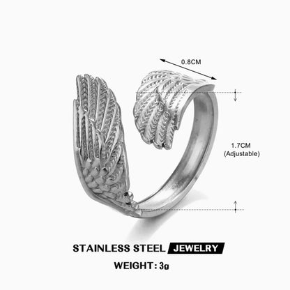 304 Stainless Steel 18K Gold Plated Simple Style Classic Style Wings Open Rings