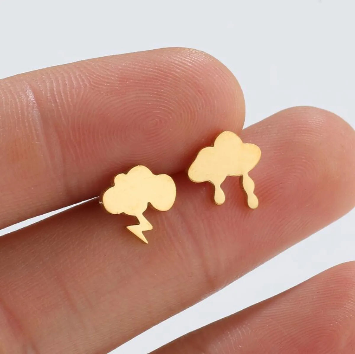 Simple Style Clouds Plating 304 Stainless Steel No Inlaid 18K Gold Plated Ear Studs