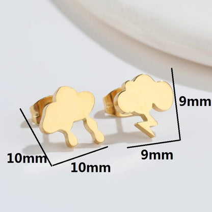 Simple Style Clouds Plating 304 Stainless Steel No Inlaid 18K Gold Plated Ear Studs