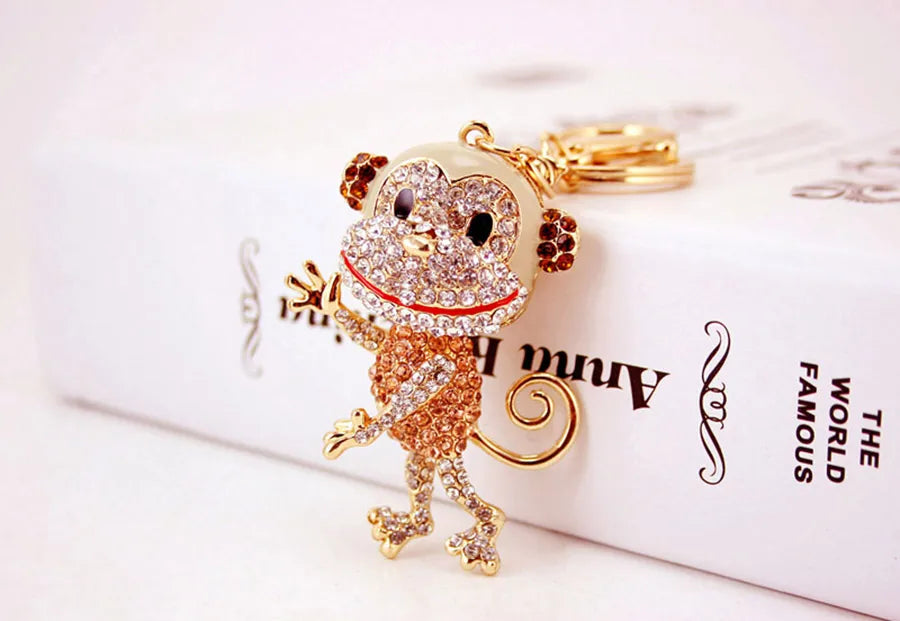 Simple Style Color Block Alloy Inlay Rhinestones Women'S Keychain