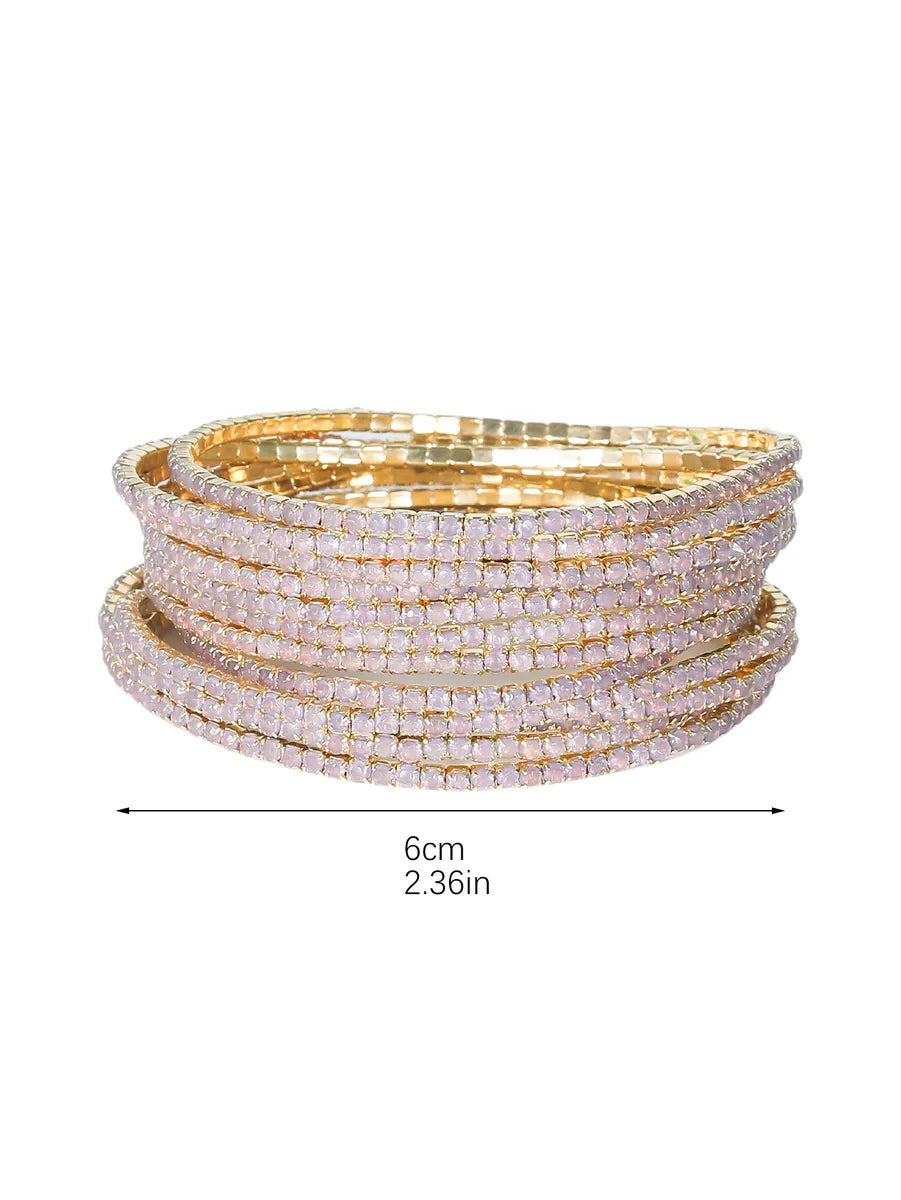 Simple Style Color Block Alloy Plating Inlay Crystal Rhinestones Gold Plated Women's Bracelets