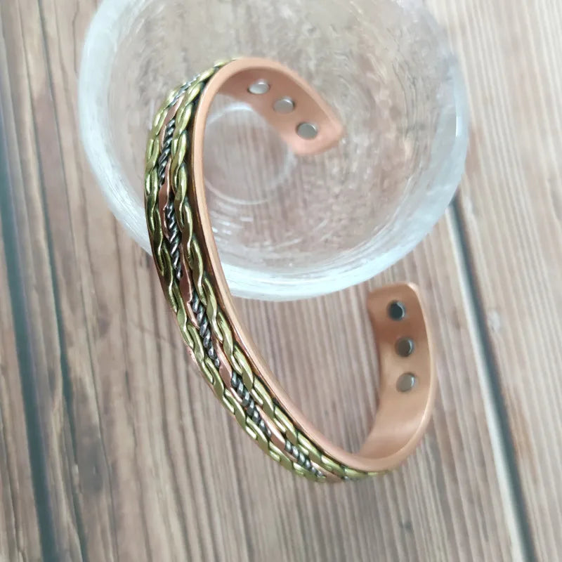 Simple Style Color Block Copper Magnetic Unisex Bangle