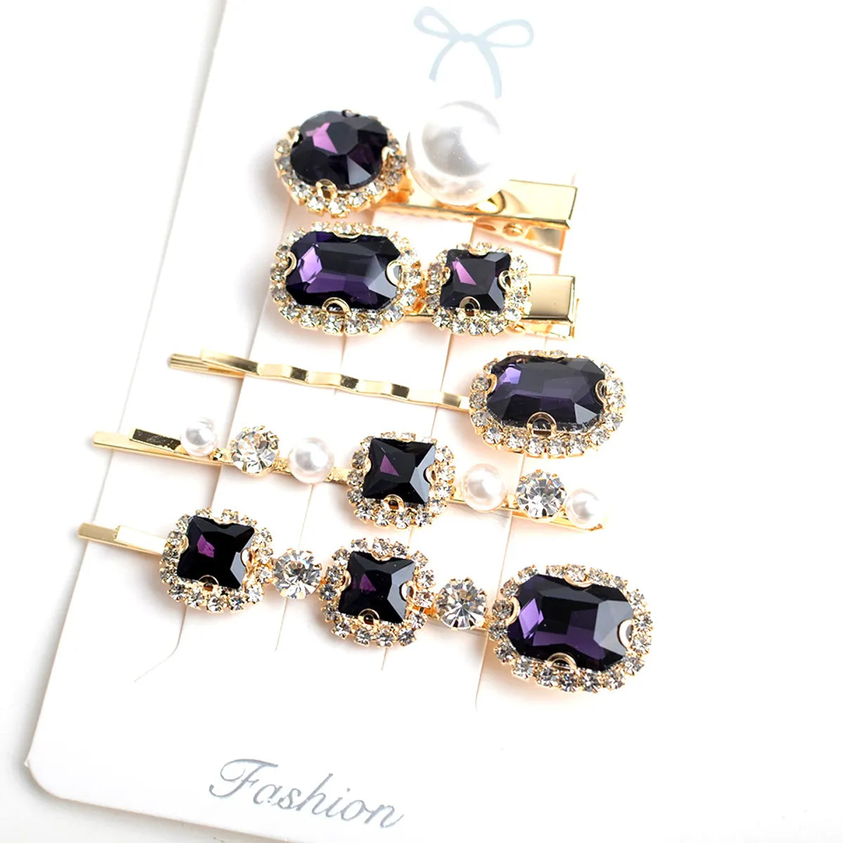 Women'S Simple Style Color Block Copper Plating Inlay Rhinestones Hair Clip