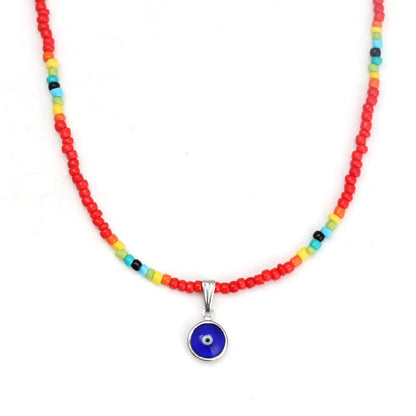 Simple Style Color Block Crystal Seed Bead Wholesale Pendant Necklace