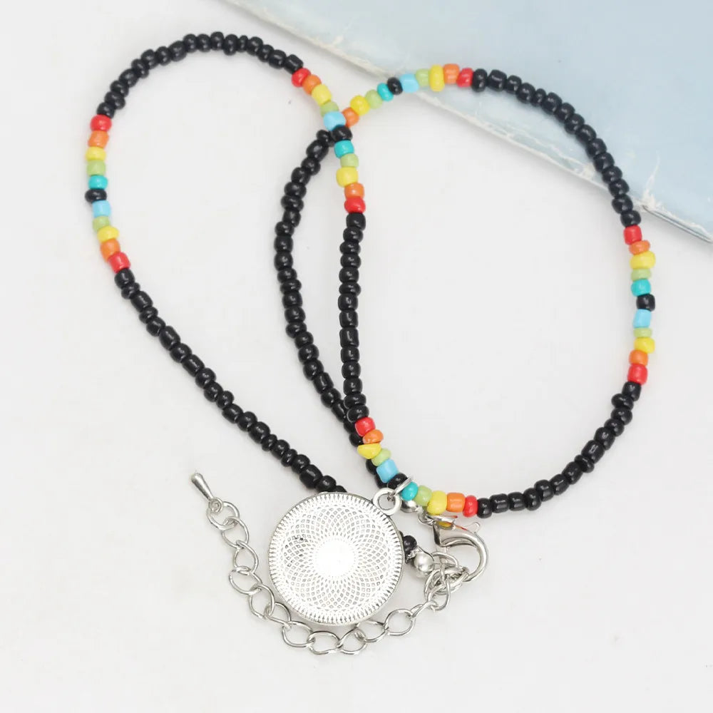 Simple Style Color Block Crystal Seed Bead Wholesale Pendant Necklace