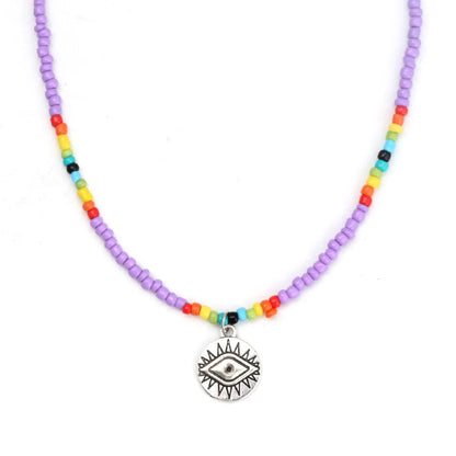 Simple Style Color Block Crystal Seed Bead Wholesale Pendant Necklace