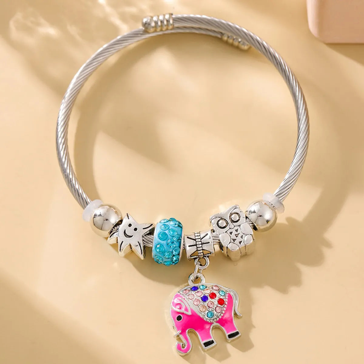 Simple Style Color Block Elephant Alloy Steel Wholesale Bangle