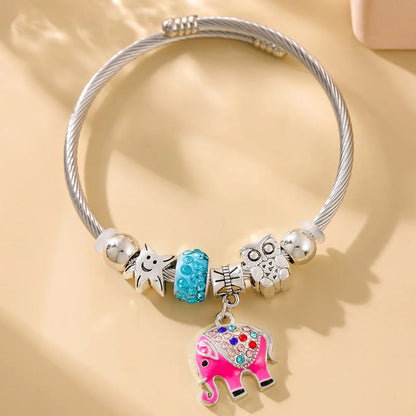 Simple Style Color Block Elephant Alloy Steel Wholesale Bangle