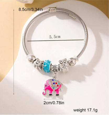 Simple Style Color Block Elephant Alloy Steel Wholesale Bangle