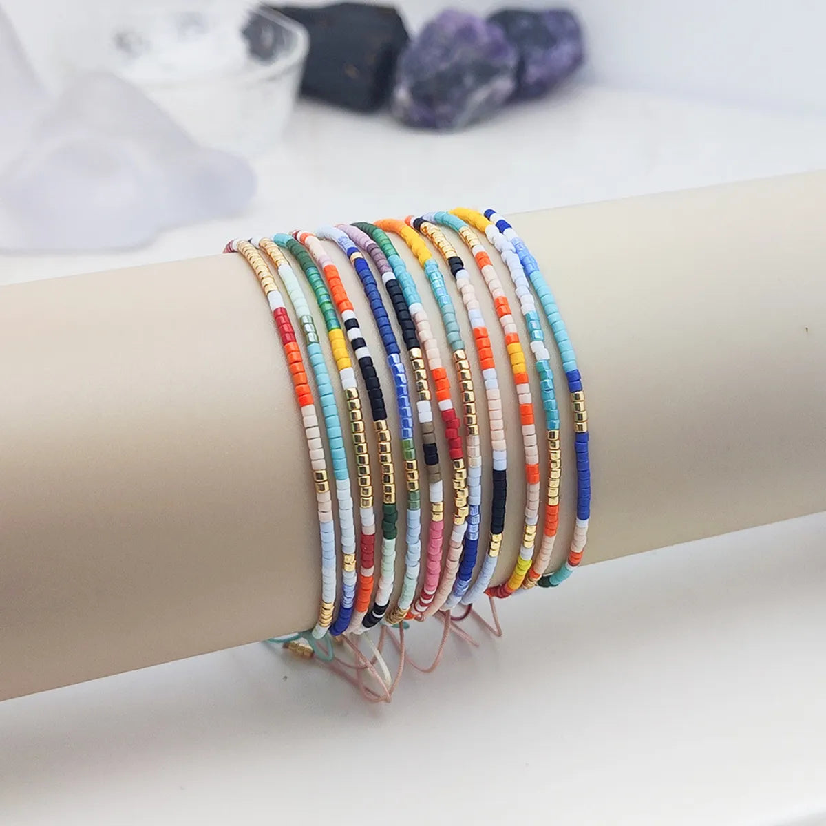 Simple Style Color Block Glass Glass Beaded Women's Bracelets