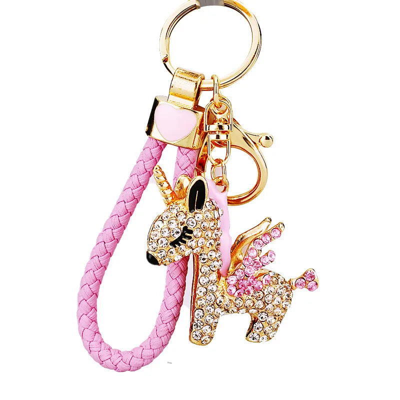 Simple Style Color Block Metal Inlay Rhinestones Women'S Keychain