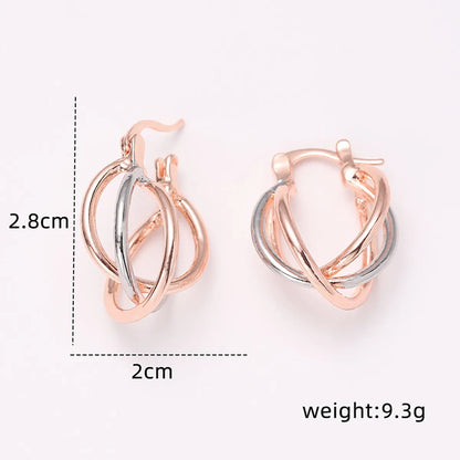 Simple Style Color Block Metal Plating Rose Gold Plated Women's Earrings