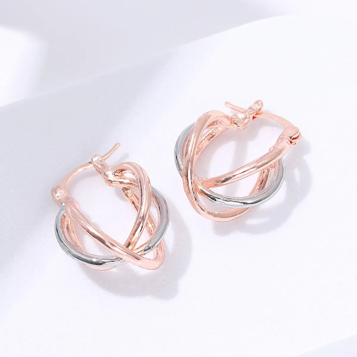 Simple Style Color Block Metal Plating Rose Gold Plated Women's Earrings