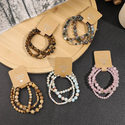 Simple Style Color Block Natural Stone Beaded Bracelets