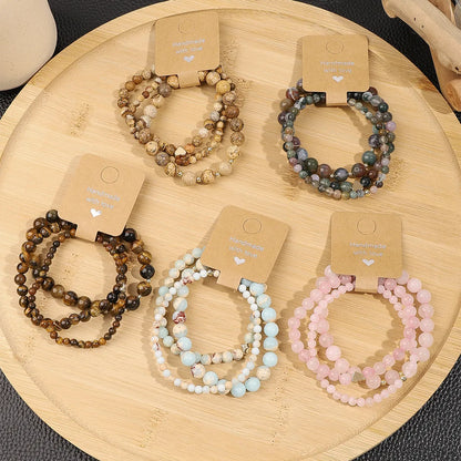 Simple Style Color Block Natural Stone Beaded Bracelets