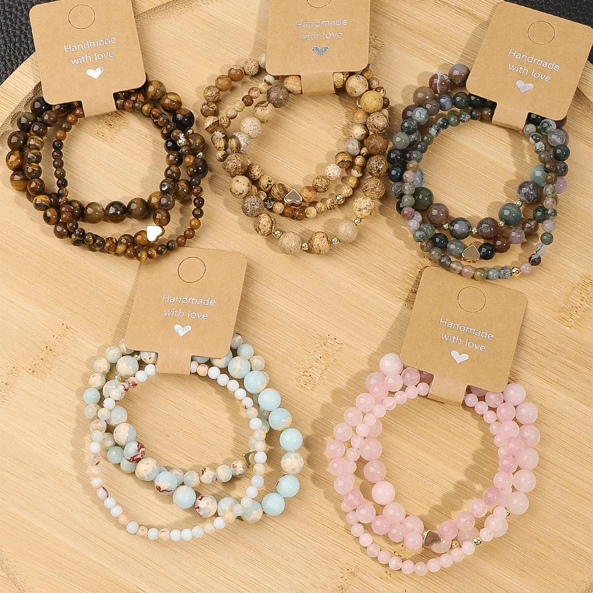 Simple Style Color Block Natural Stone Beaded Bracelets