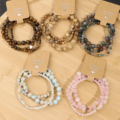 Simple Style Color Block Natural Stone Beaded Bracelets