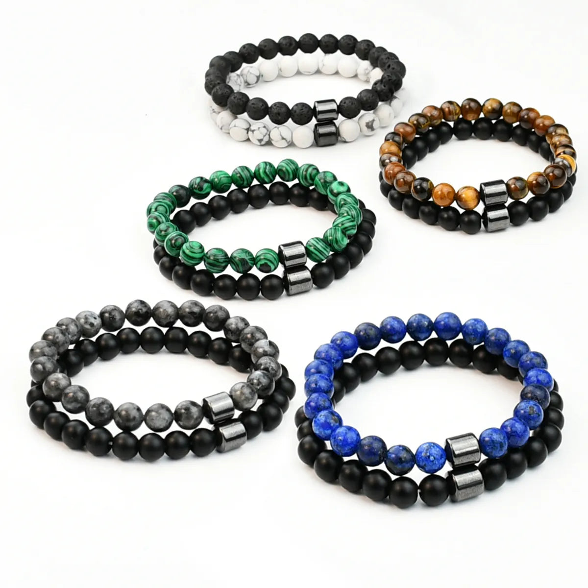 Simple Style Color Block Natural Stone Beaded Unisex Bracelets