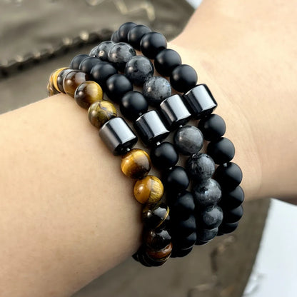 Simple Style Color Block Natural Stone Beaded Unisex Bracelets