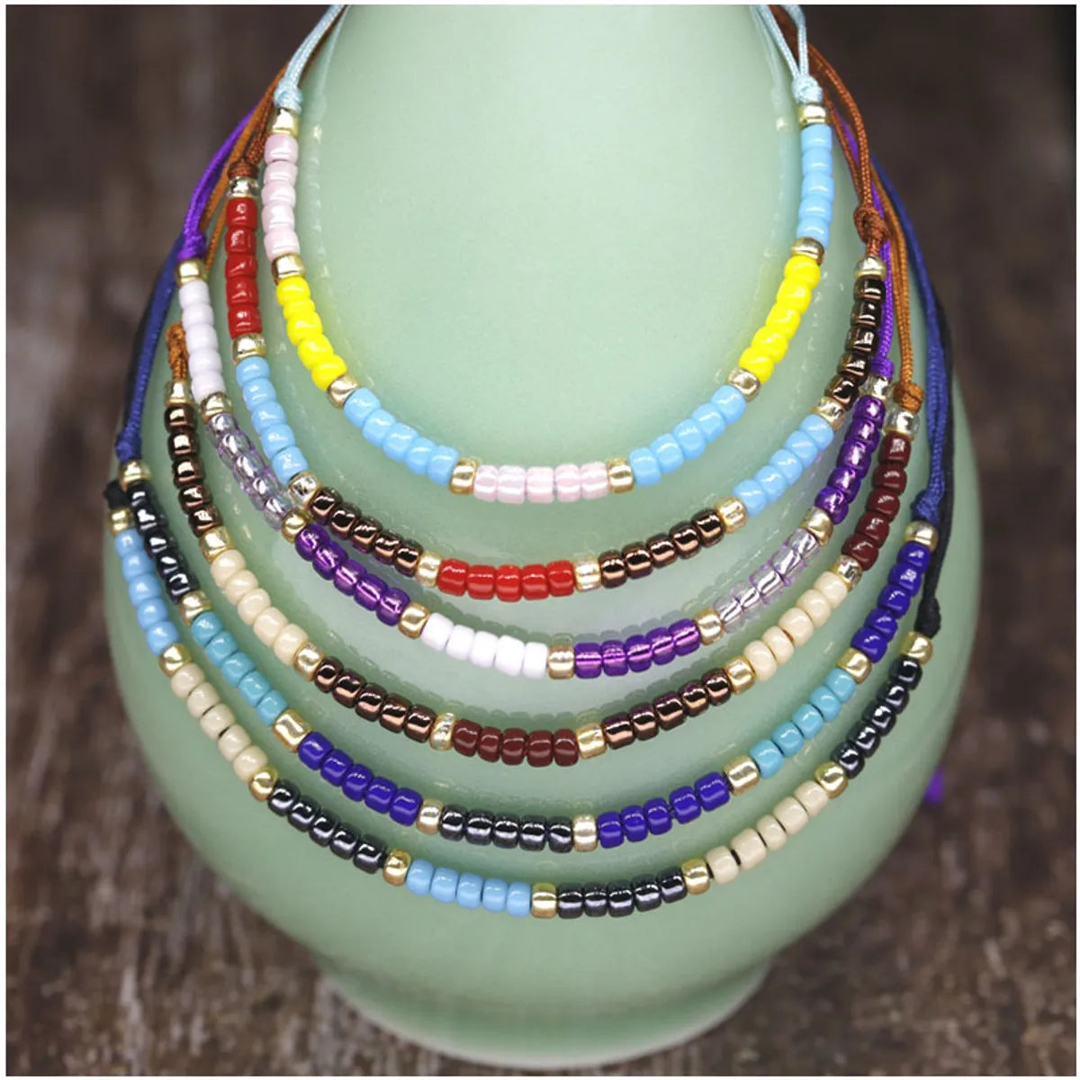 Simple Style Color Block Plastic Resin Beaded Women's Bracelets