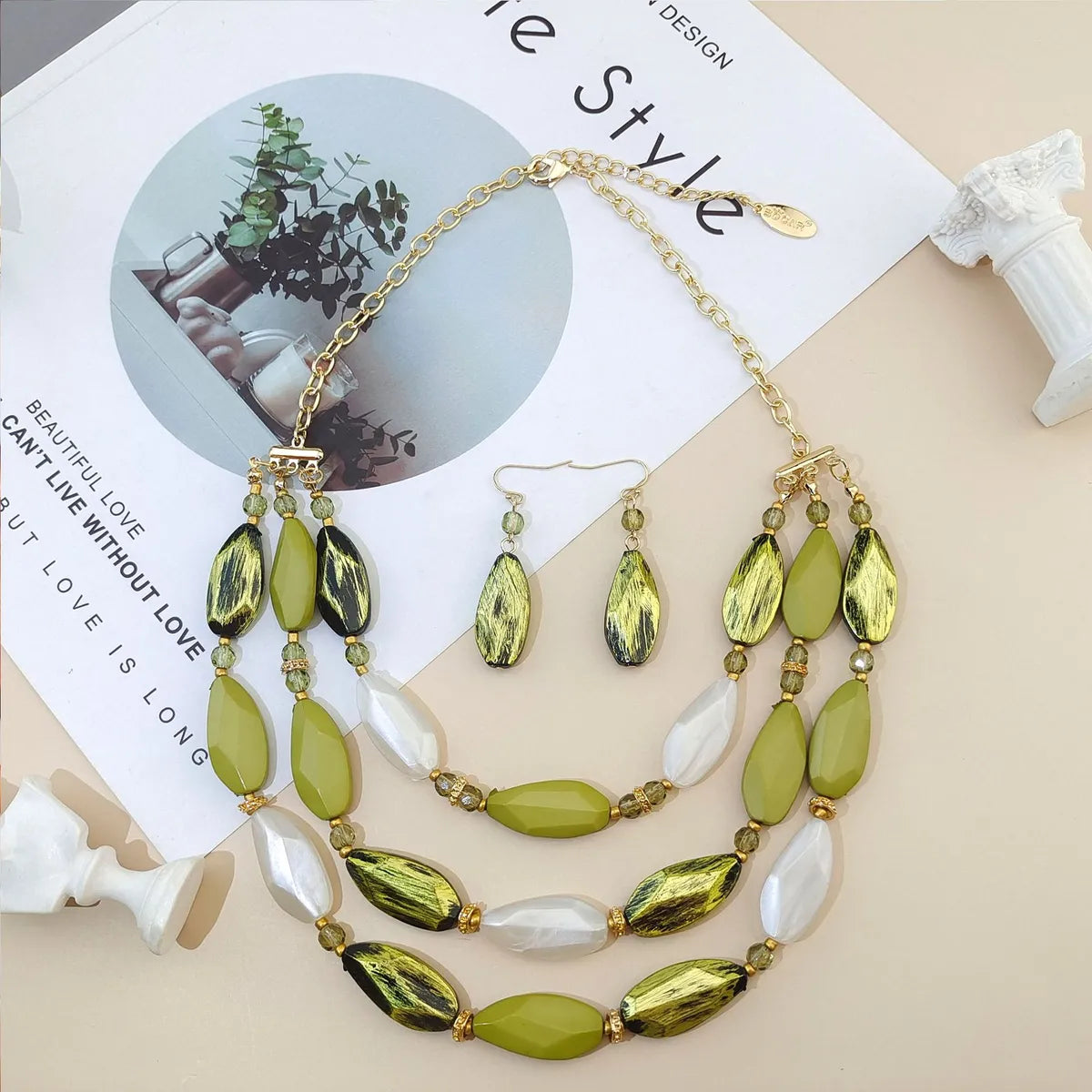 Simple Style Color Block Plastic Resin Iron Handmade Women'S Jewelry Set