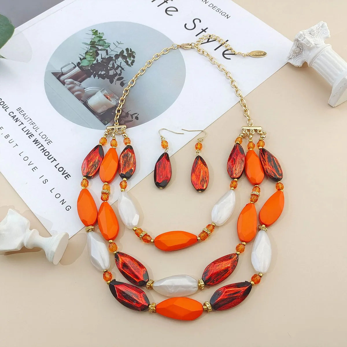 Simple Style Color Block Plastic Resin Iron Handmade Women'S Jewelry Set