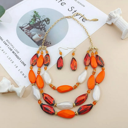 Simple Style Color Block Plastic Resin Iron Handmade Women'S Jewelry Set