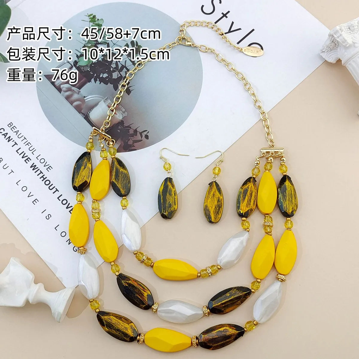 Simple Style Color Block Plastic Resin Iron Handmade Women'S Jewelry Set