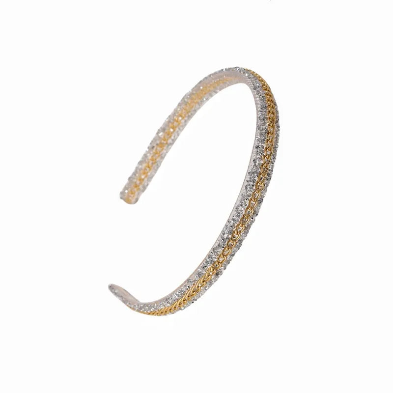 Simple Style Color Block Plastic Rhinestone Hair Band