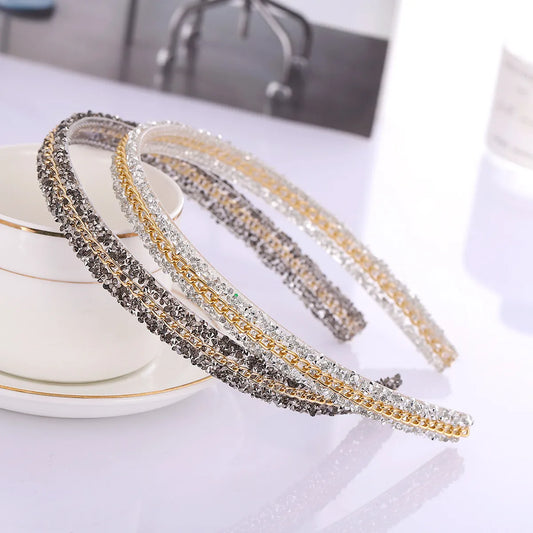 Simple Style Color Block Plastic Rhinestone Hair Band