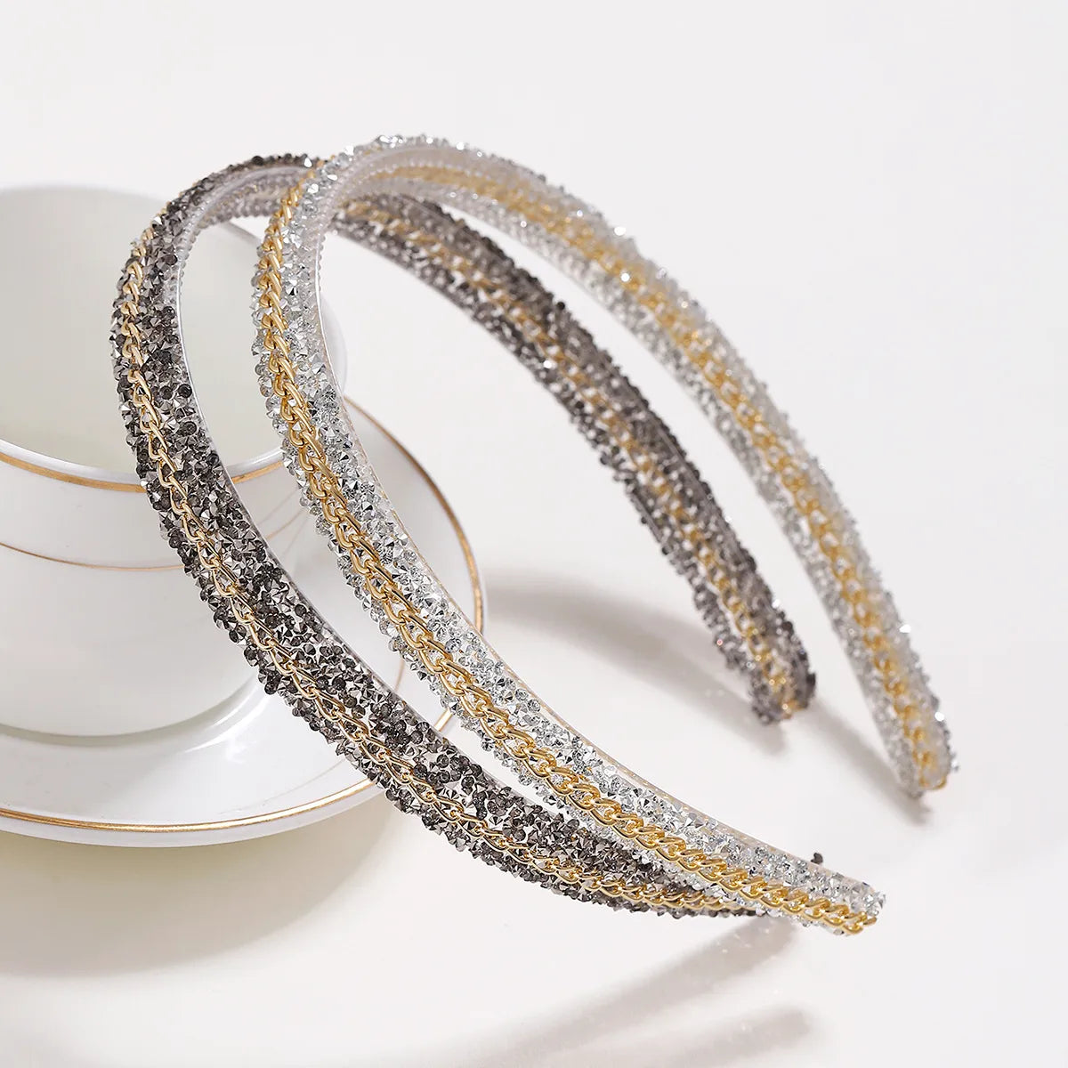 Simple Style Color Block Plastic Rhinestone Hair Band