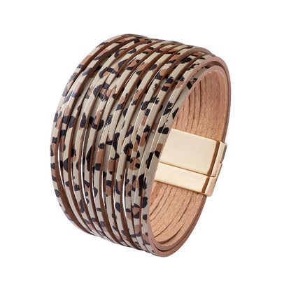 Simple Style Color Block Pu Leather Patchwork Women's Bangle