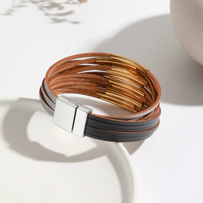 Simple Style Color Block Pu Leather Plating Women's Bangle