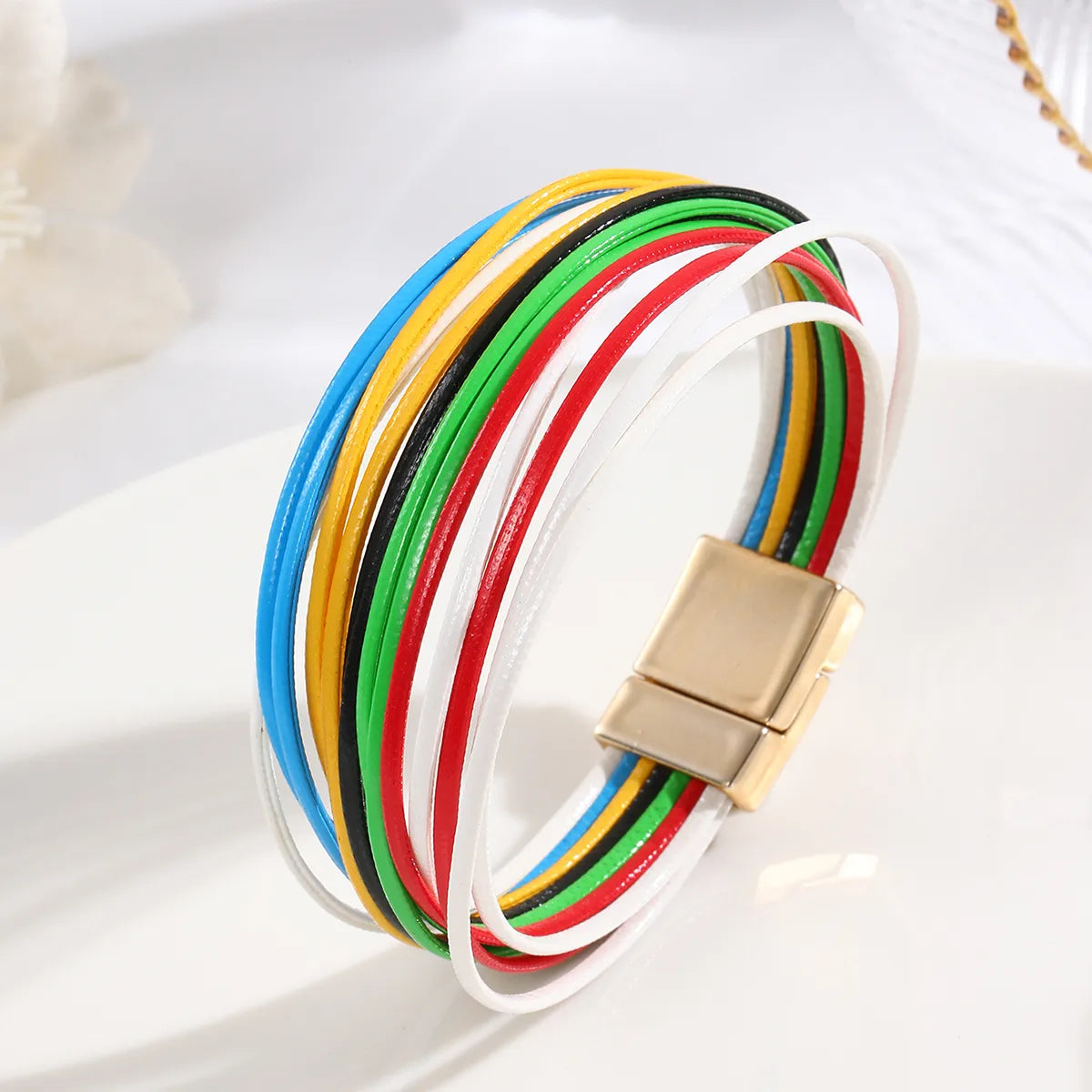 Simple Style Color Block Pu Leather Women'S Bracelets