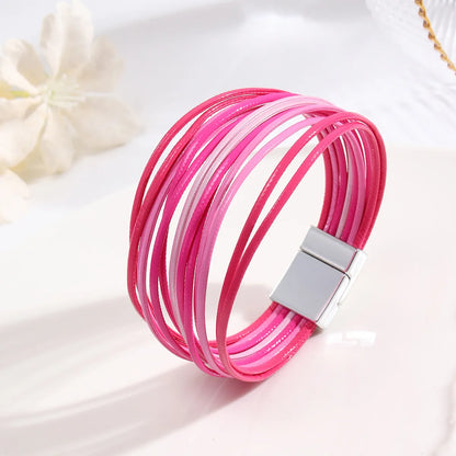 Simple Style Color Block Pu Leather Women'S Bracelets